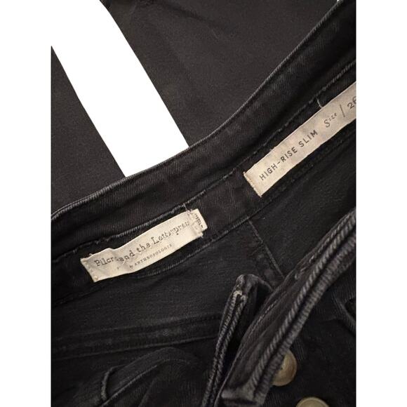 Anthro Pilcro & The Letterpress Black Exposed Button Front Pocket Ankle Jeans 26 - Picture 6 of 7
